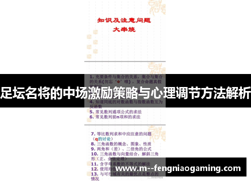 足坛名将的中场激励策略与心理调节方法解析